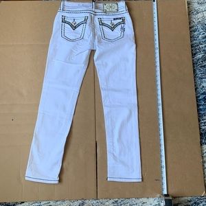 Womens miss me white skinny jean shorts in size: 25